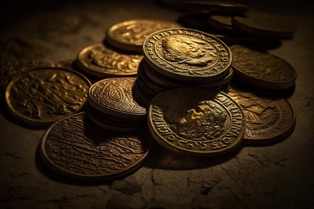 Tas de pièces d'or anciennes