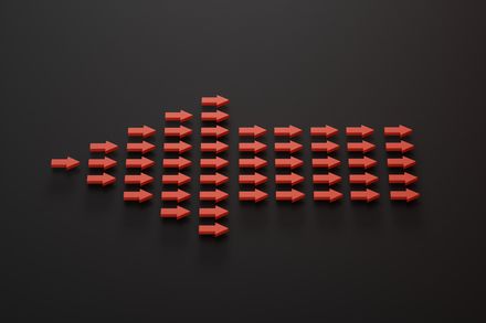Grande flèche composée elle-même de de petites flèches qui vont dans l'autre sens