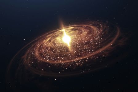 Corps célestes tournant autour d'une source lumineuse